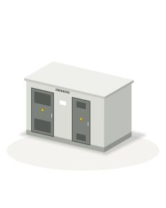 Stacja transformatorowa kontenerowa 630 kVA z korytarzem obsługi, pomiar SN, Energeks